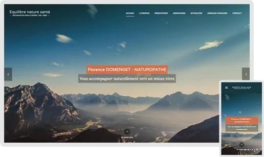 Captures d'écrans du site internet de Florence Domenget, naturopathe à Jons (Rhône).